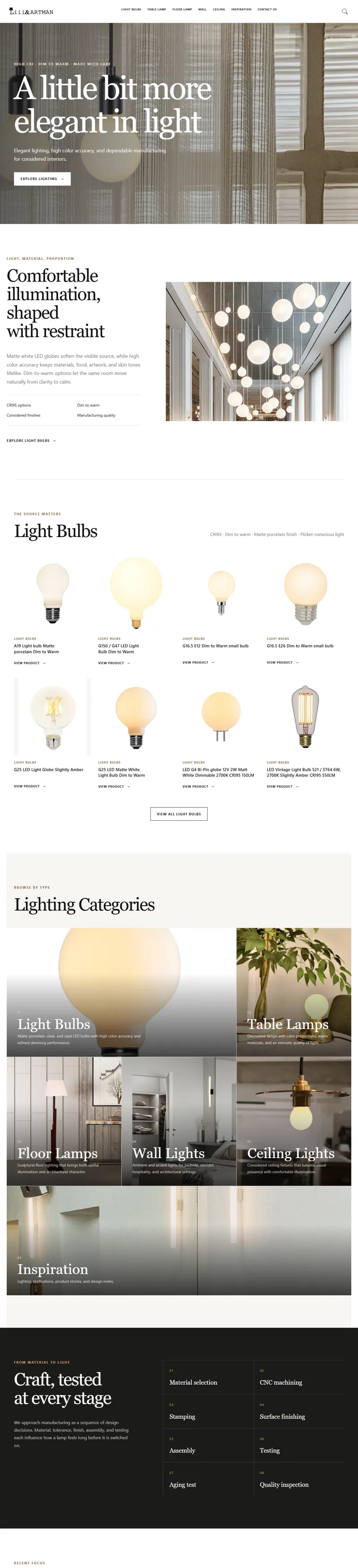 High CRI LED Bulbs & Decorative Lighting | Liii&ARTMAN 网页长截图