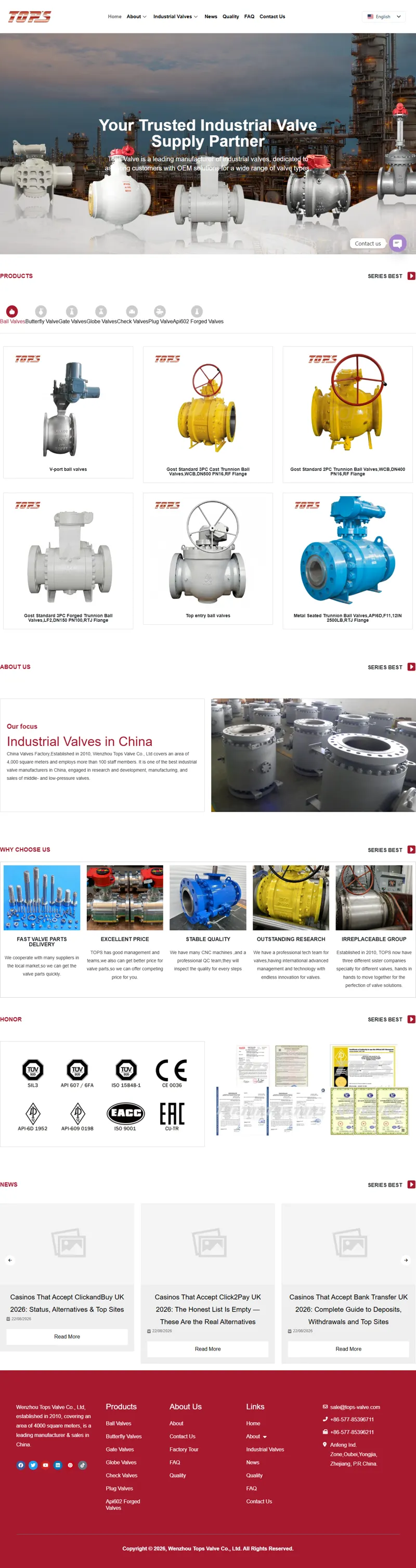 China Valves factory,manufacturer | ball valves,butterfly valves,gate valves,globe valve,check valves 网页长截图
