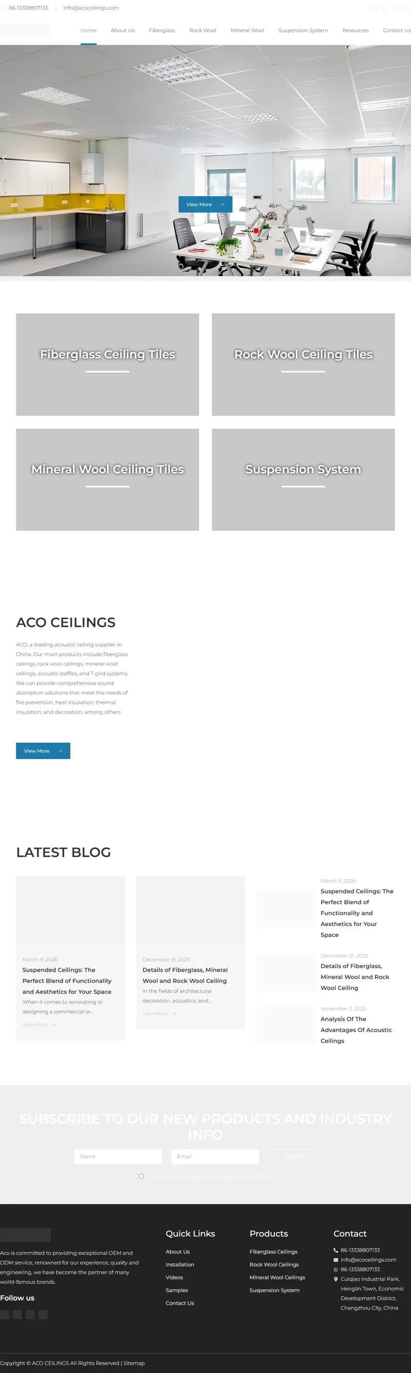 Professional Acoustic Ceilings Supplier - Aco Ceilings 网页长截图