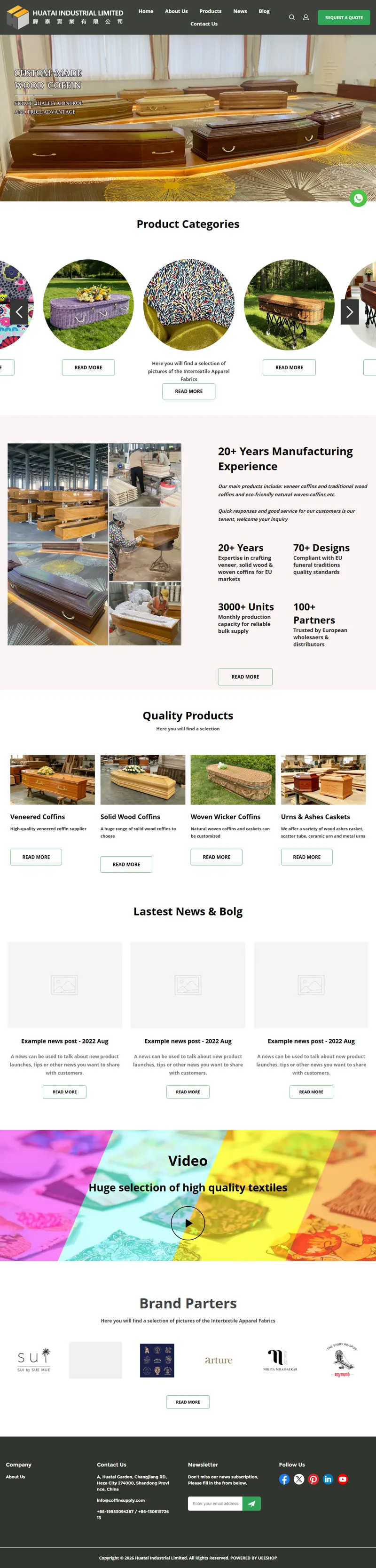 Huatai IND Ltd - Leading Wood Coffin, Veneered Coffin, Eco Coffin & Casket Manufacturer 网页长截图