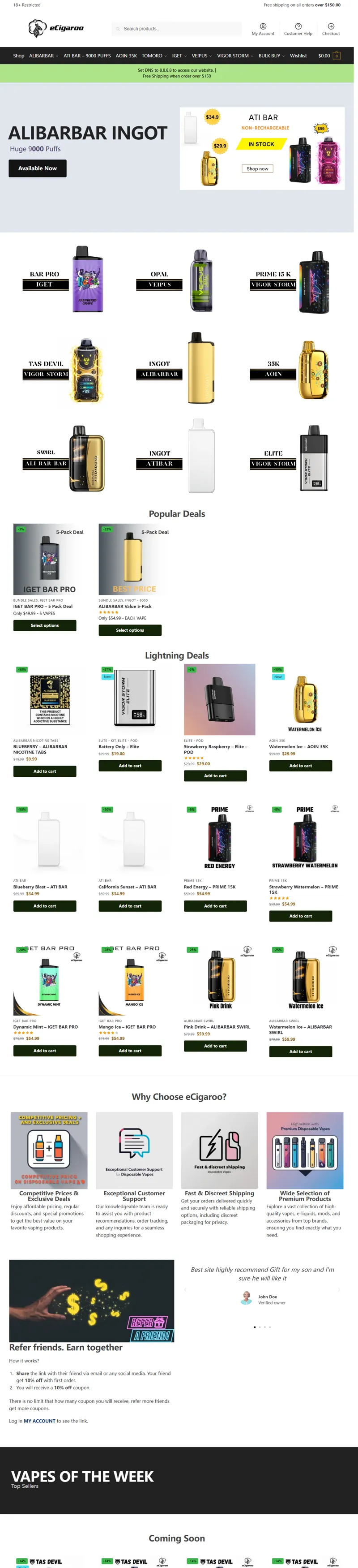 Trusted Local Vape Shop – Best E-Cigarettes | eCigaroo 网页长截图