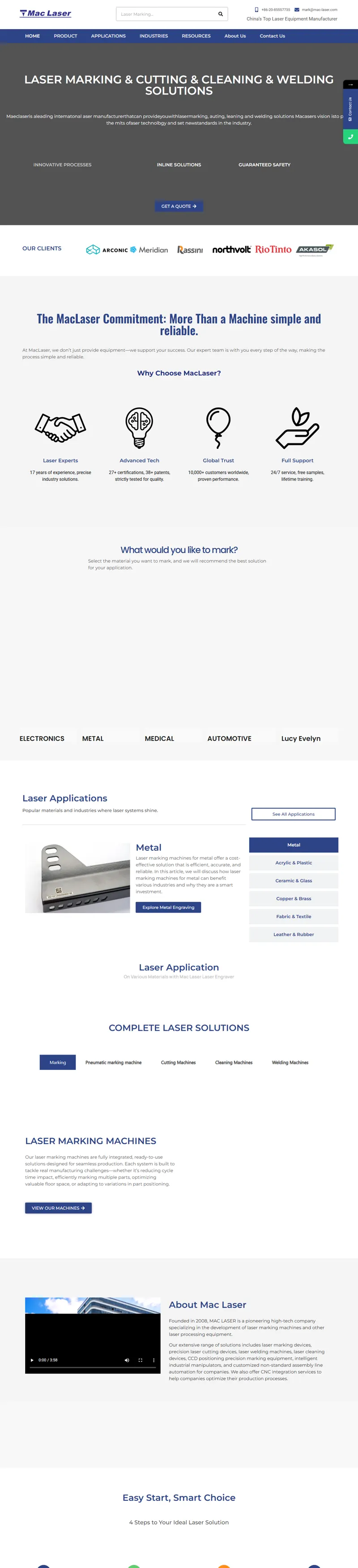 MAC LASER – laser marking chine | Laser engraving machine 网页长截图